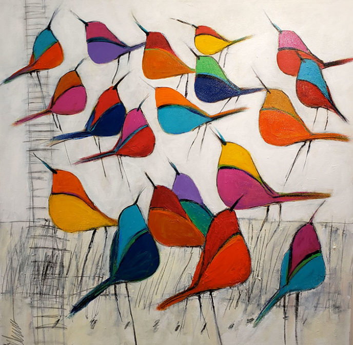 Colorful Flock / Bandada colorida by Herson - Israeli Artist
